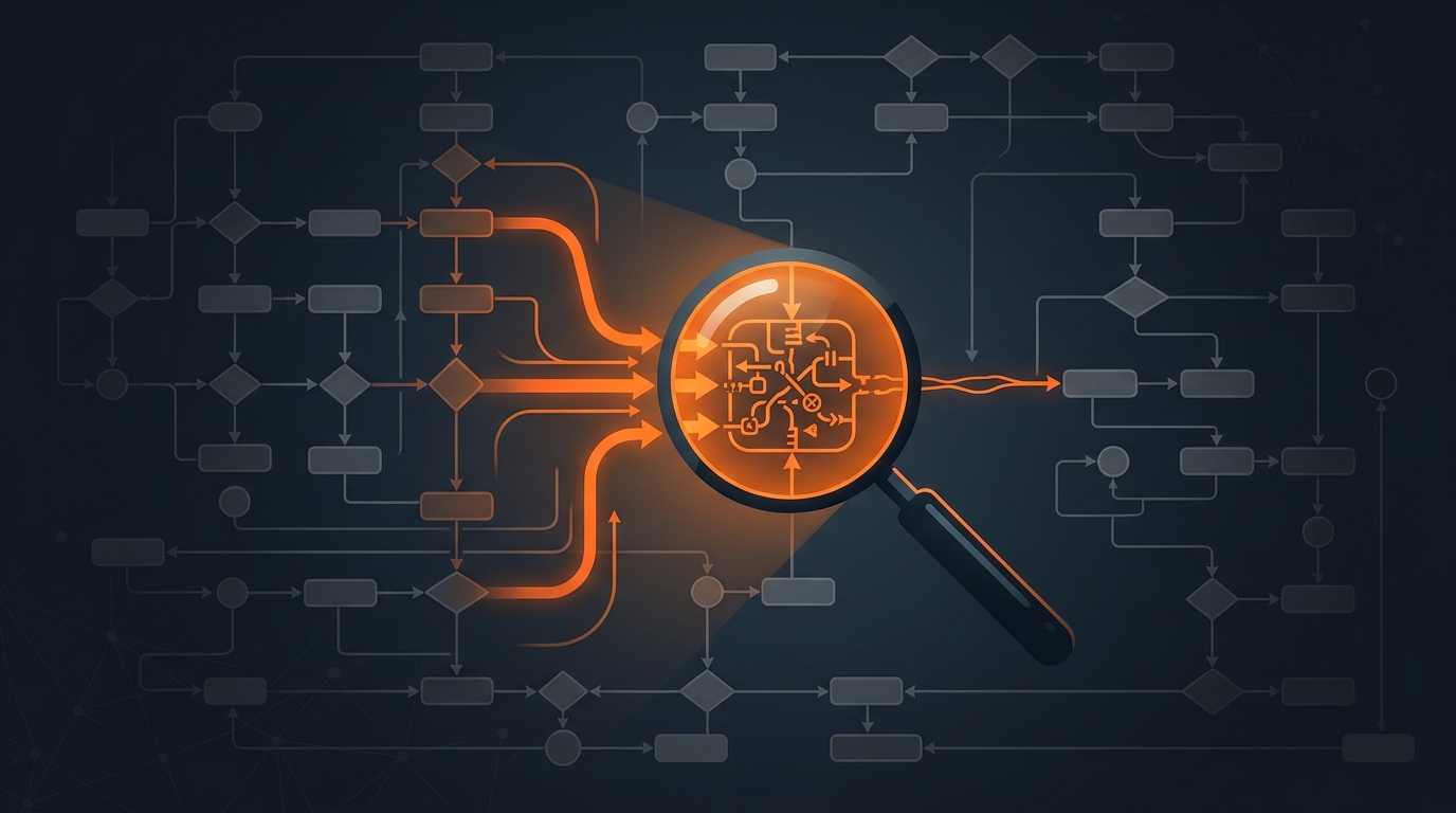 フローチャートの中のボトルネックを虫眼鏡で発見する