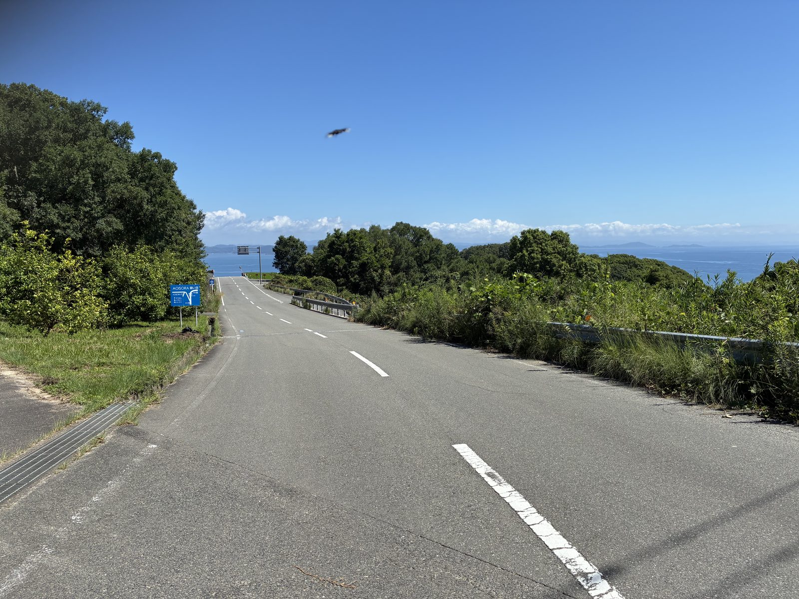 海に向かって下っていく豊島の坂道